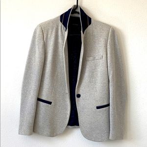 Zara Off White Blue Navy Glen 534 Jacket